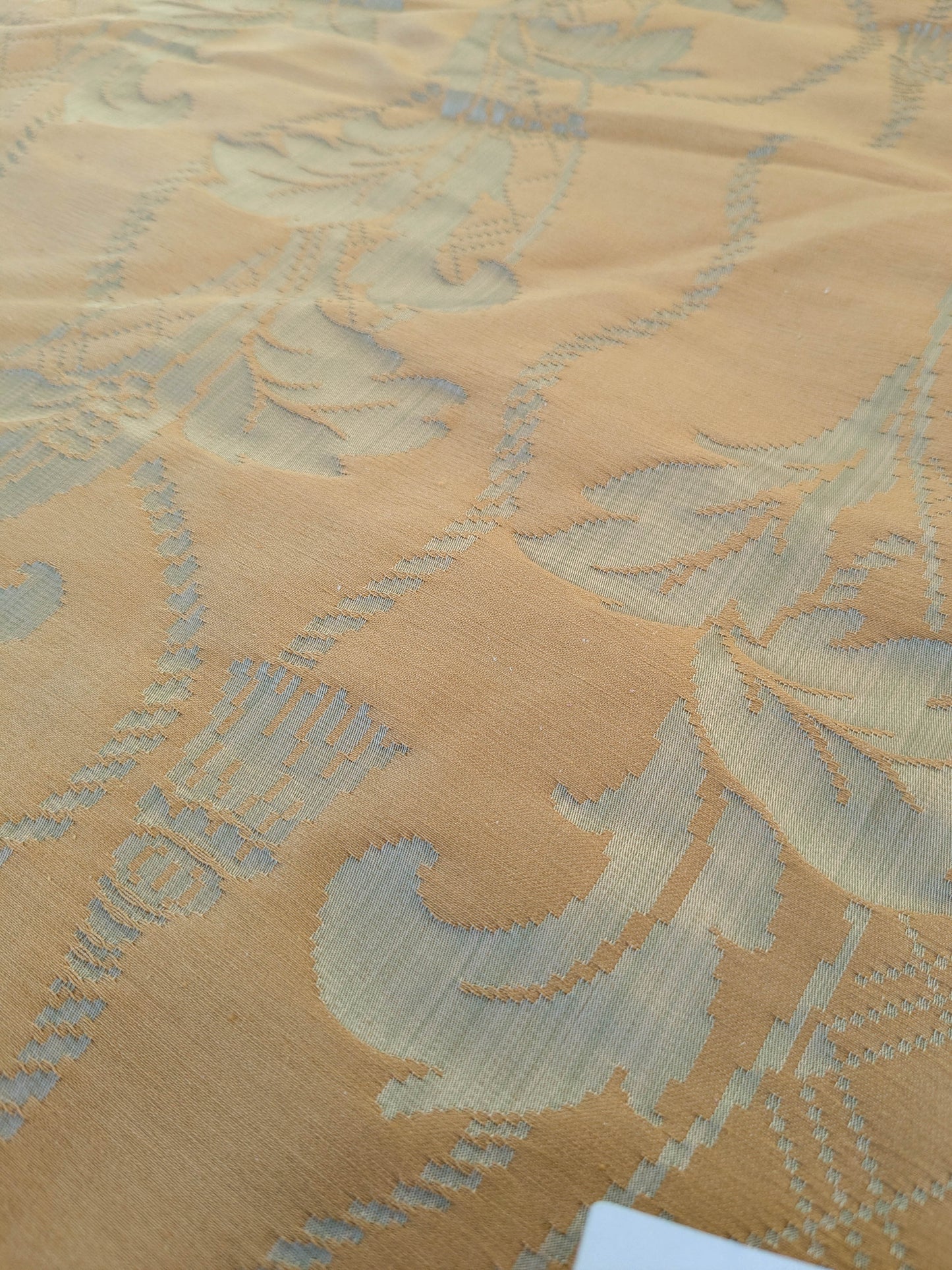 Tuscany Acanthus Silk Damask Stripe - Gold Pale Sage  - By The Yard