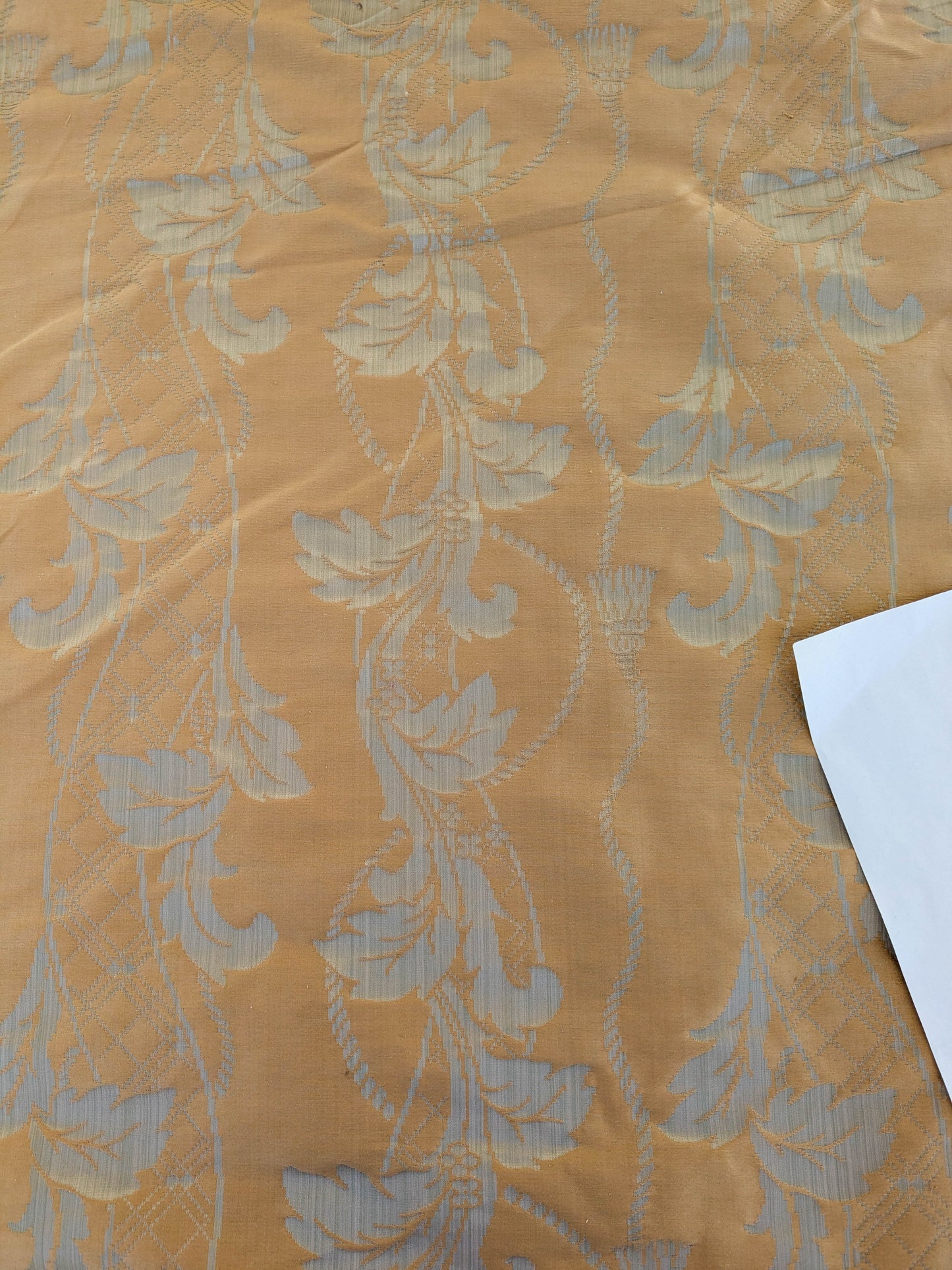 Tuscany Acanthus Silk Damask Stripe - Gold Pale Sage  - By The Yard