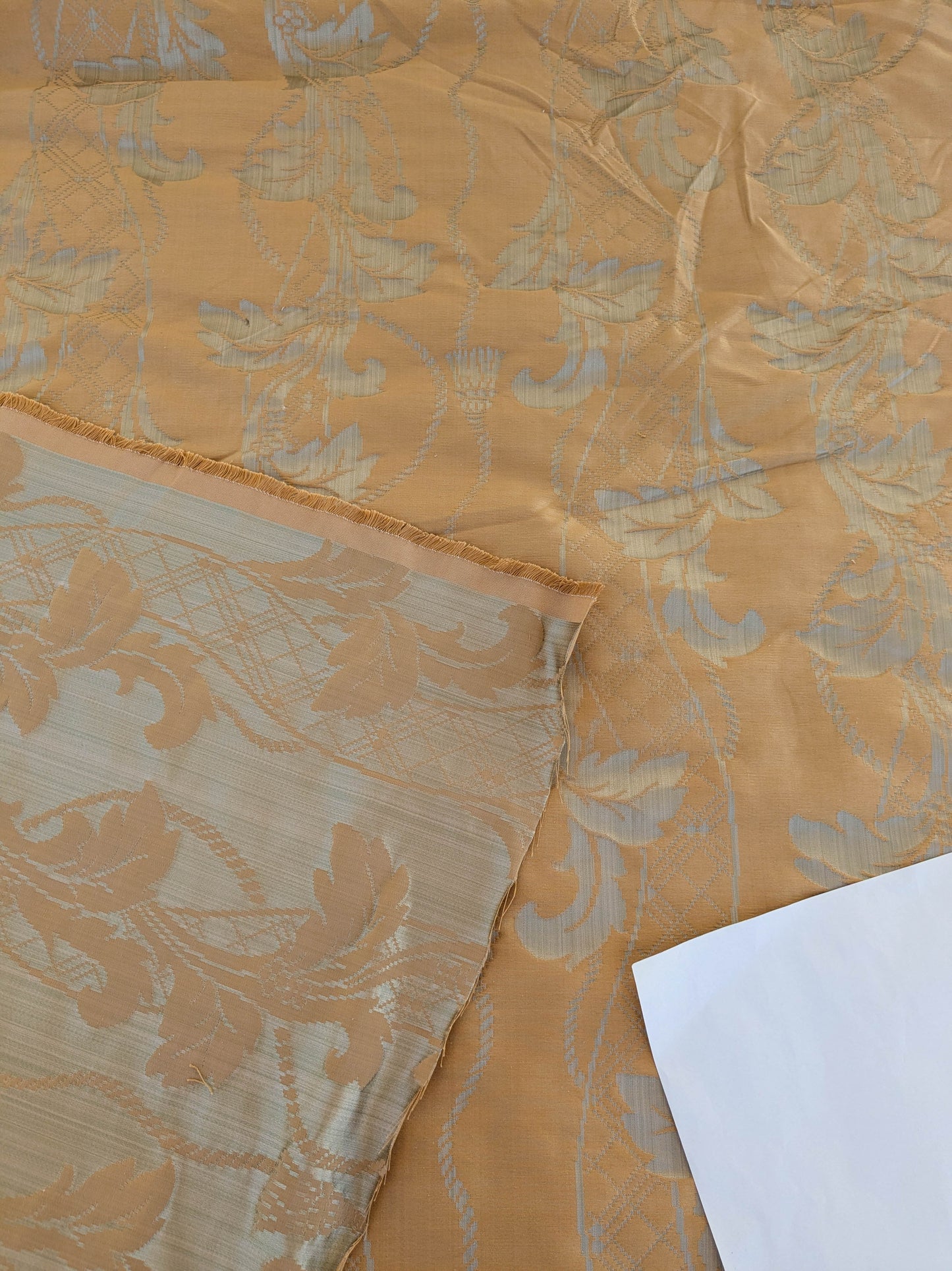 Tuscany Acanthus Silk Damask Stripe - Gold Pale Sage  - By The Yard