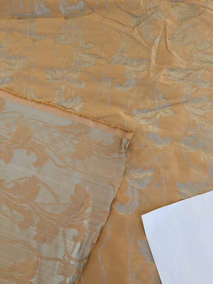 Tuscany Acanthus Silk Damask Stripe - Gold Pale Sage  - By The Yard
