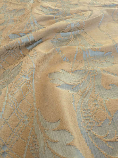 Tuscany Acanthus Silk Damask Stripe - Gold Pale Sage  - By The Yard
