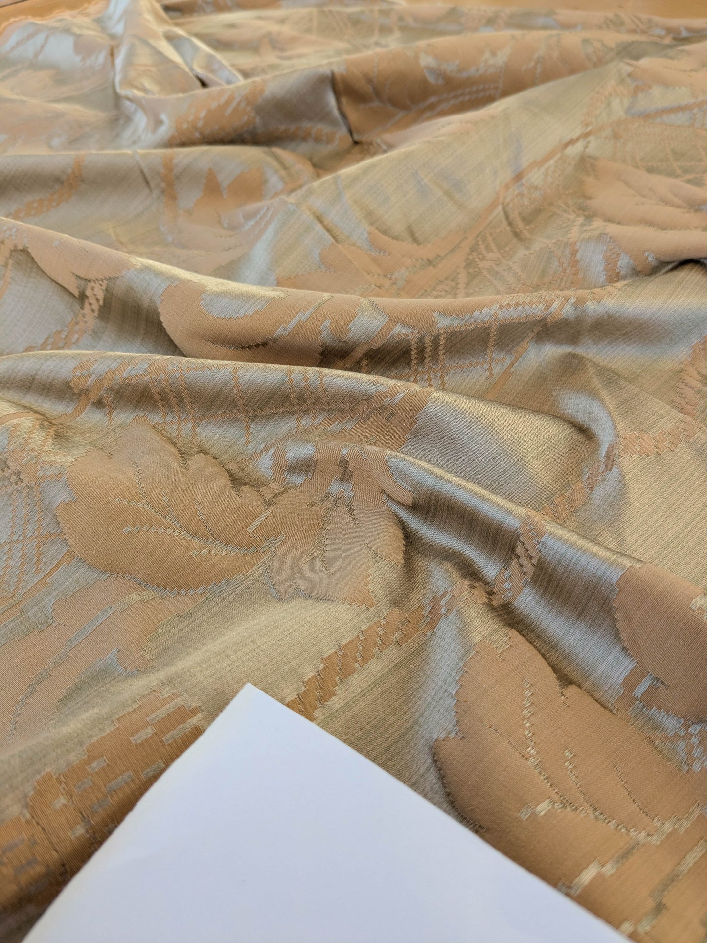 Tuscany Acanthus Silk Damask Stripe - Gold Pale Sage  - By The Yard