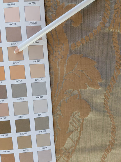 Tuscany Acanthus Silk Damask Stripe - Gold Pale Sage  - By The Yard