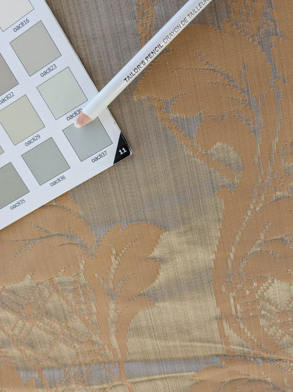 Tuscany Acanthus Silk Damask Stripe - Gold Pale Sage  - By The Yard