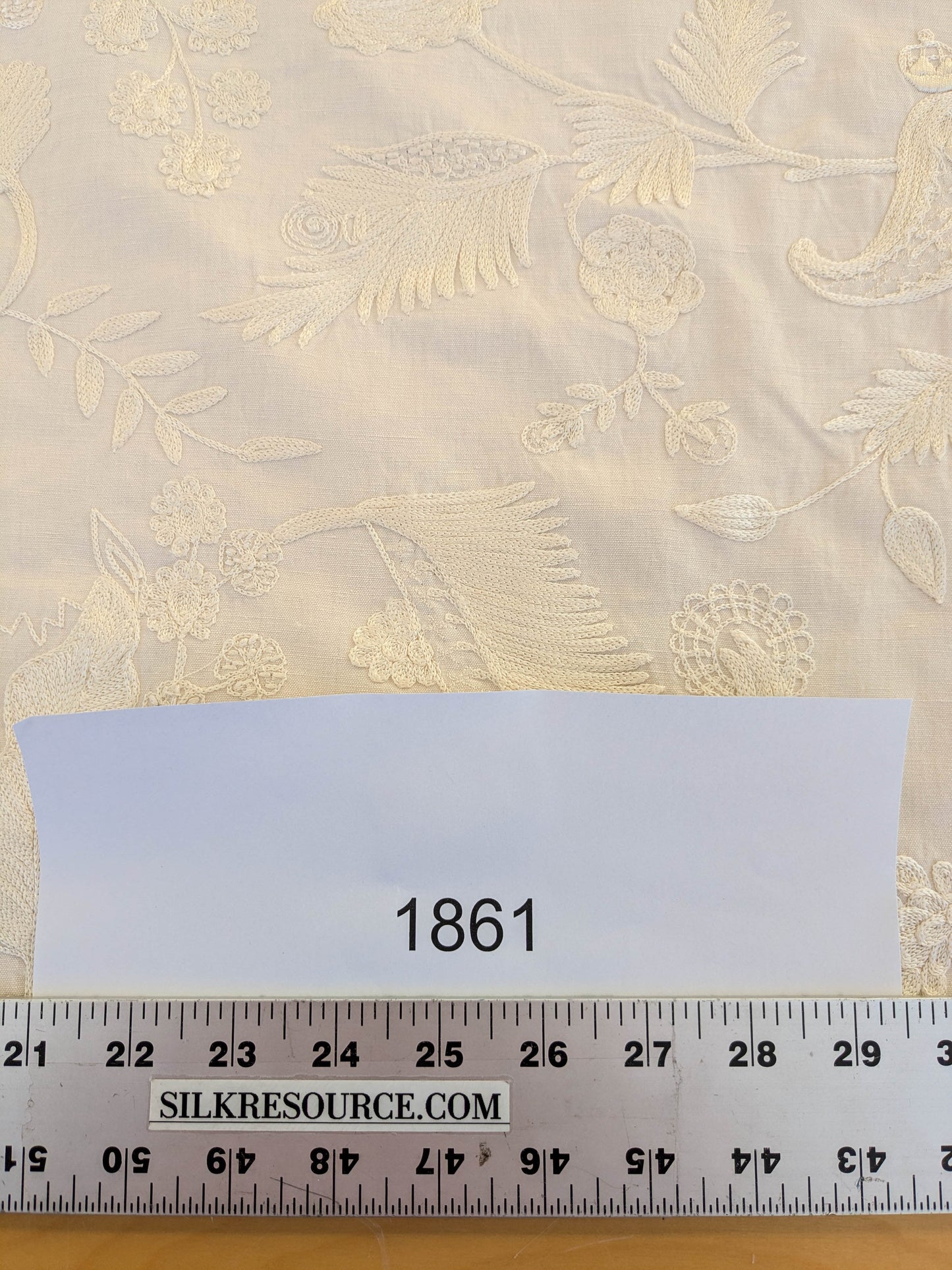 Dauphine Hand Embroidery Linen Cotton Crewel Bone China - White Cream - By The Yard