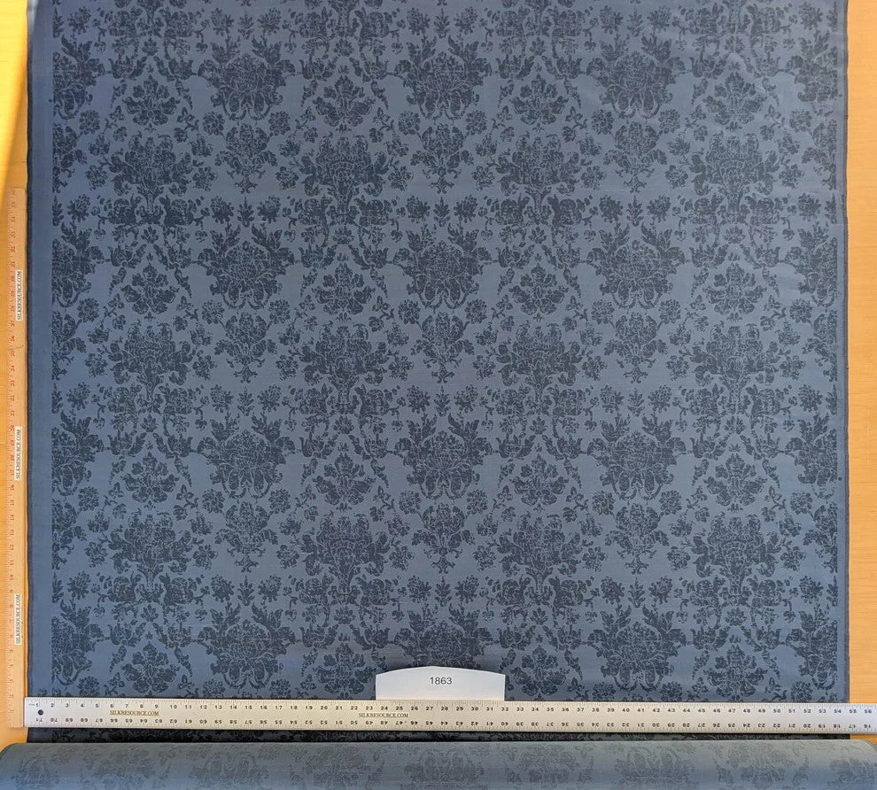 Windsor Castle Renaissance Resist Print Silk Damask - Sapphire Blue - By The Yard