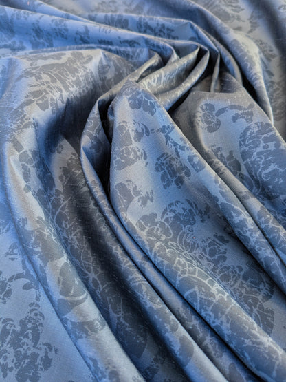 Windsor Castle Renaissance Resist Print Silk Damask - Sapphire Blue - By The Yard