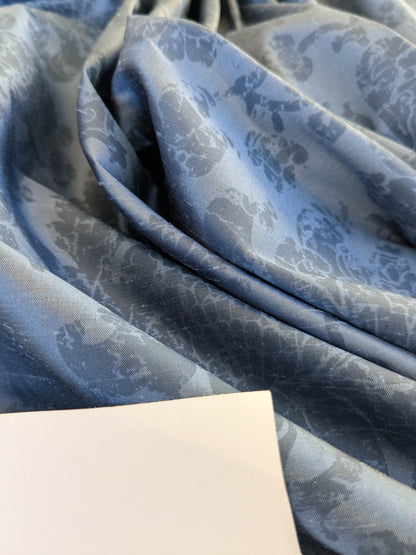 Windsor Castle Renaissance Resist Print Silk Damask - Sapphire Blue - By The Yard