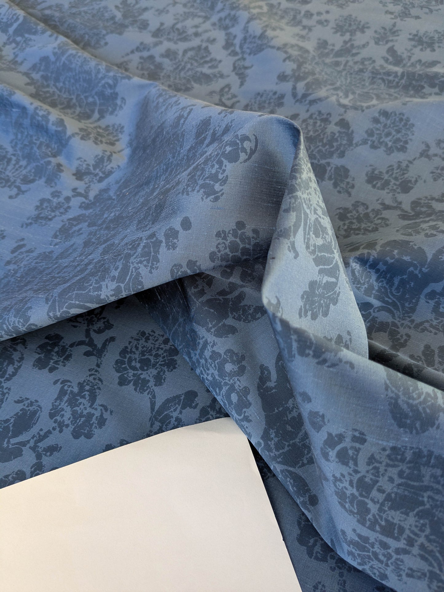 Windsor Castle Renaissance Resist Print Silk Damask - Sapphire Blue - By The Yard