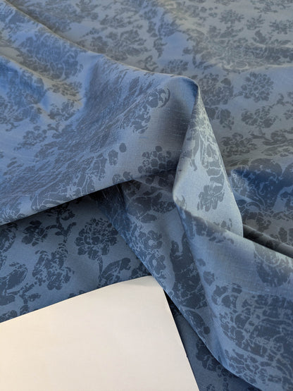Windsor Castle Renaissance Resist Print Silk Damask - Sapphire Blue - By The Yard