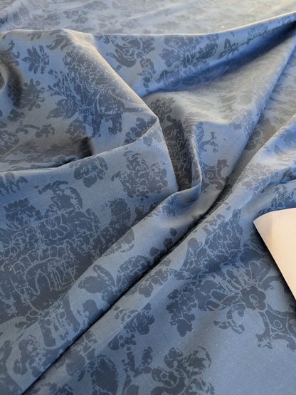 Windsor Castle Renaissance Resist Print Silk Damask - Sapphire Blue - By The Yard