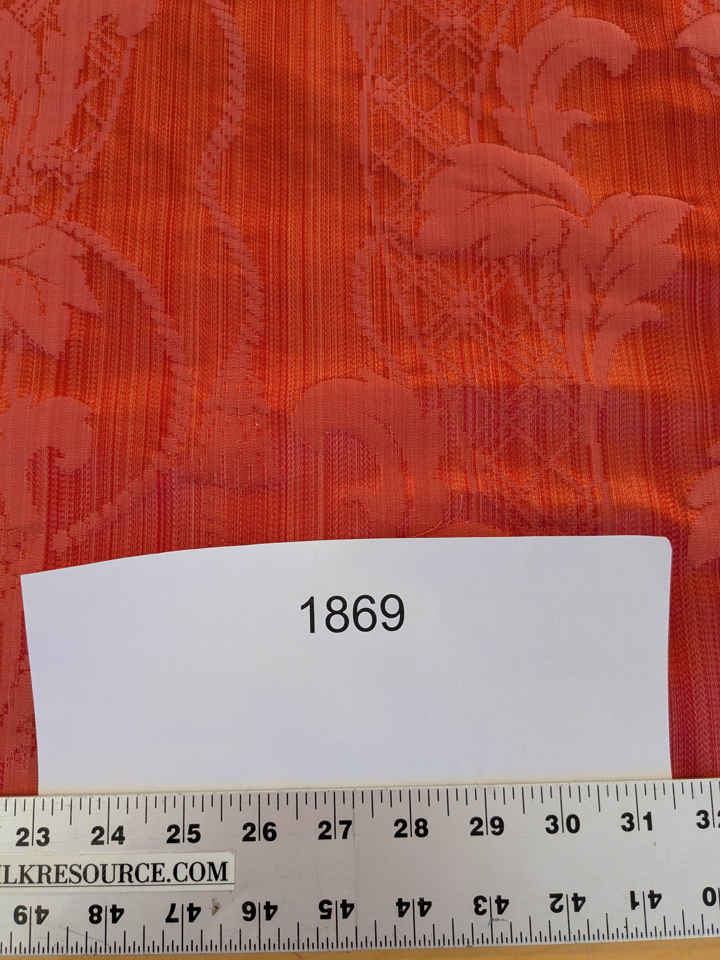 Tuscany Acanthus Silk Damask Stripe - Ruby Red  - By The Yard