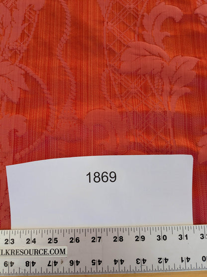 Tuscany Acanthus Silk Damask Stripe - Ruby Red  - By The Yard