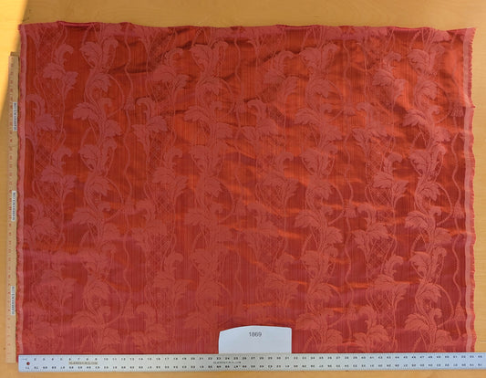 Tuscany Acanthus Silk Damask Stripe - Ruby Red  - By The Yard