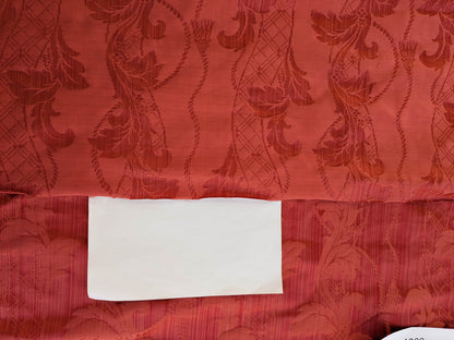 Tuscany Acanthus Silk Damask Stripe - Ruby Red  - By The Yard