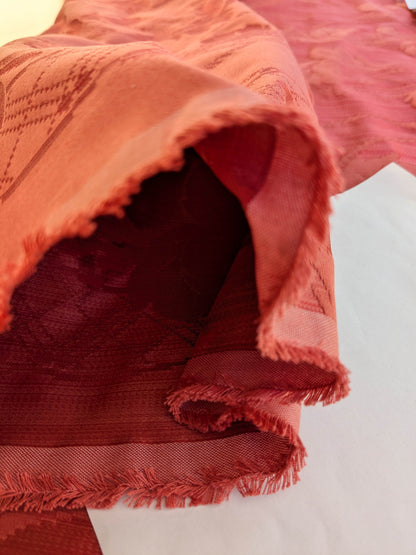 Tuscany Acanthus Silk Damask Stripe - Ruby Red  - By The Yard