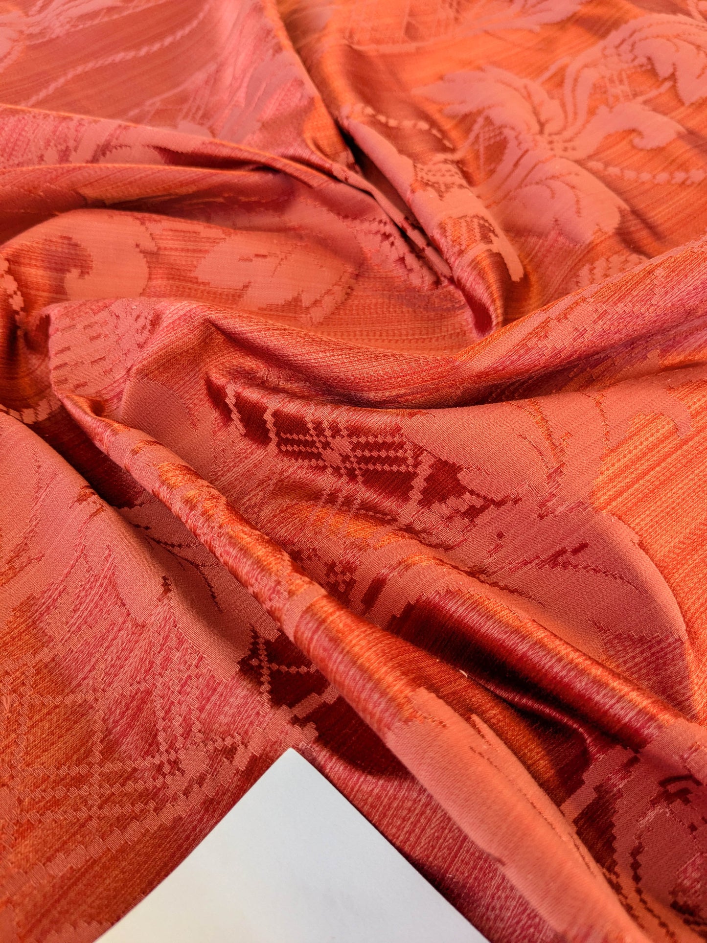 Tuscany Acanthus Silk Damask Stripe - Ruby Red  - By The Yard