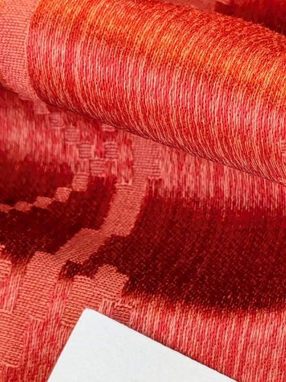 Tuscany Acanthus Silk Damask Stripe - Ruby Red  - By The Yard