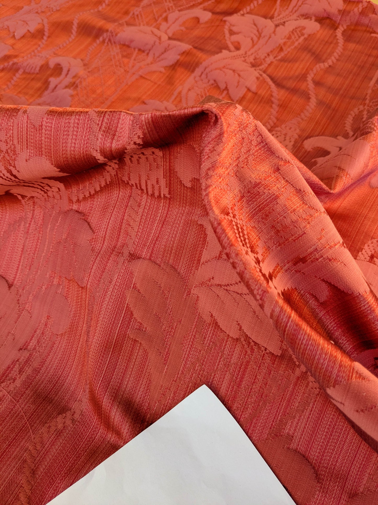 Tuscany Acanthus Silk Damask Stripe - Ruby Red  - By The Yard