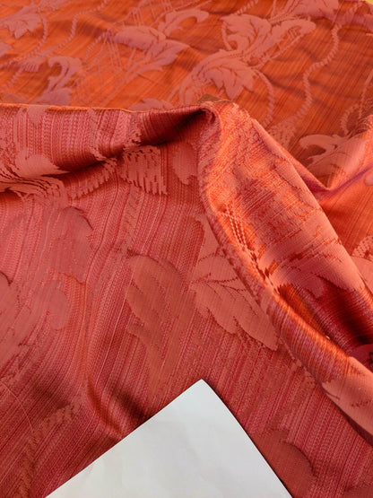 Tuscany Acanthus Silk Damask Stripe - Ruby Red  - By The Yard