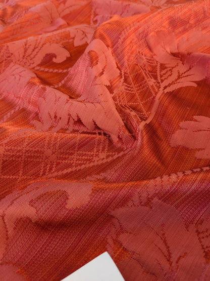 Tuscany Acanthus Silk Damask Stripe - Ruby Red  - By The Yard