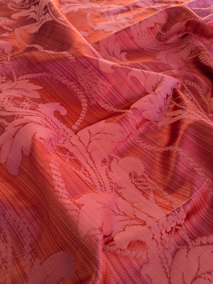 Tuscany Acanthus Silk Damask Stripe - Ruby Red  - By The Yard