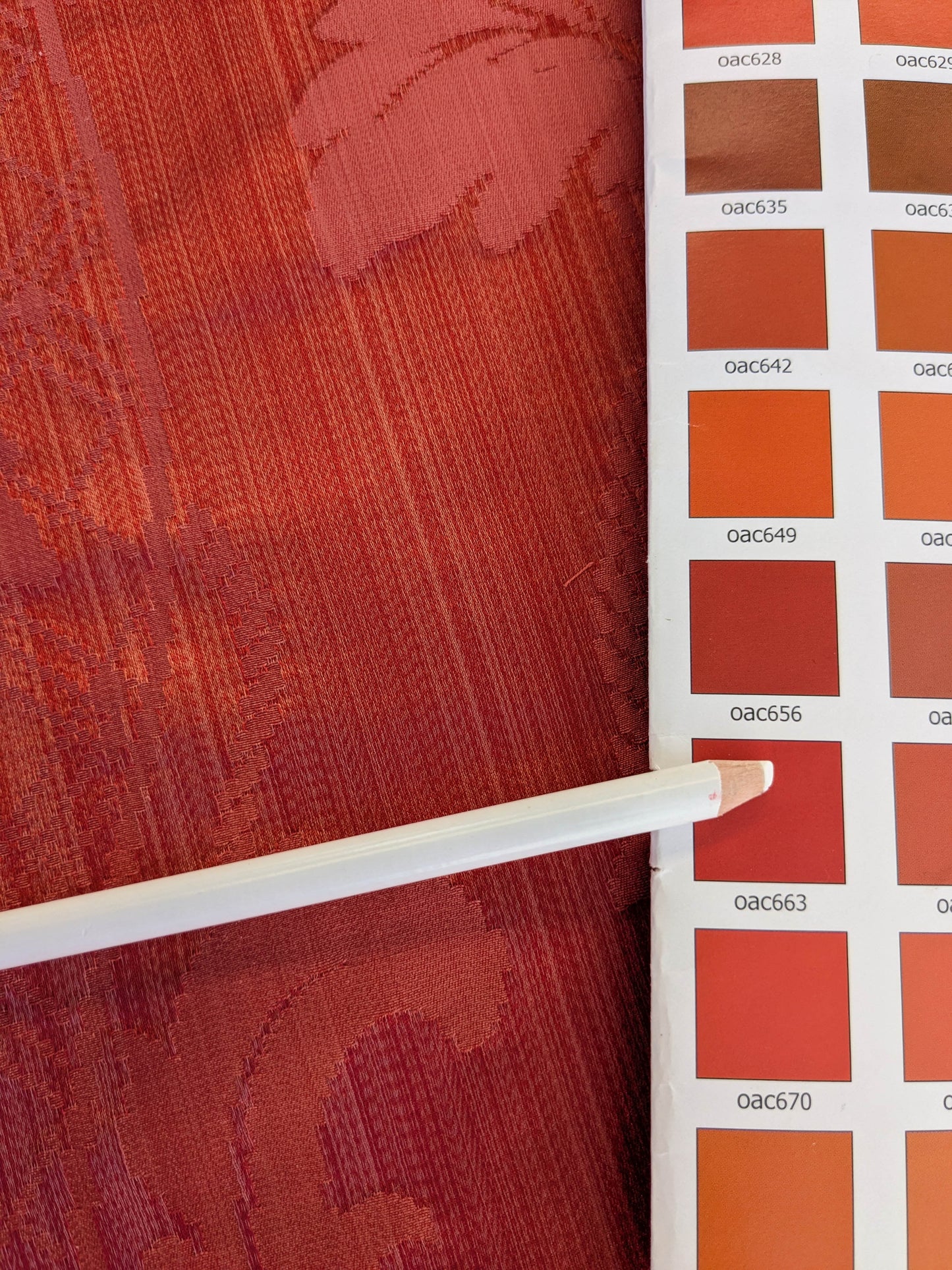 Tuscany Acanthus Silk Damask Stripe - Ruby Red  - By The Yard