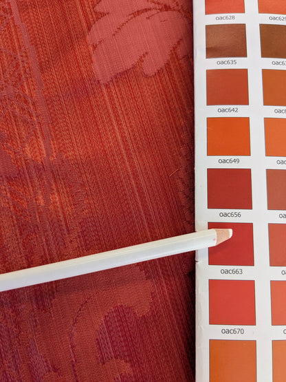 Tuscany Acanthus Silk Damask Stripe - Ruby Red  - By The Yard