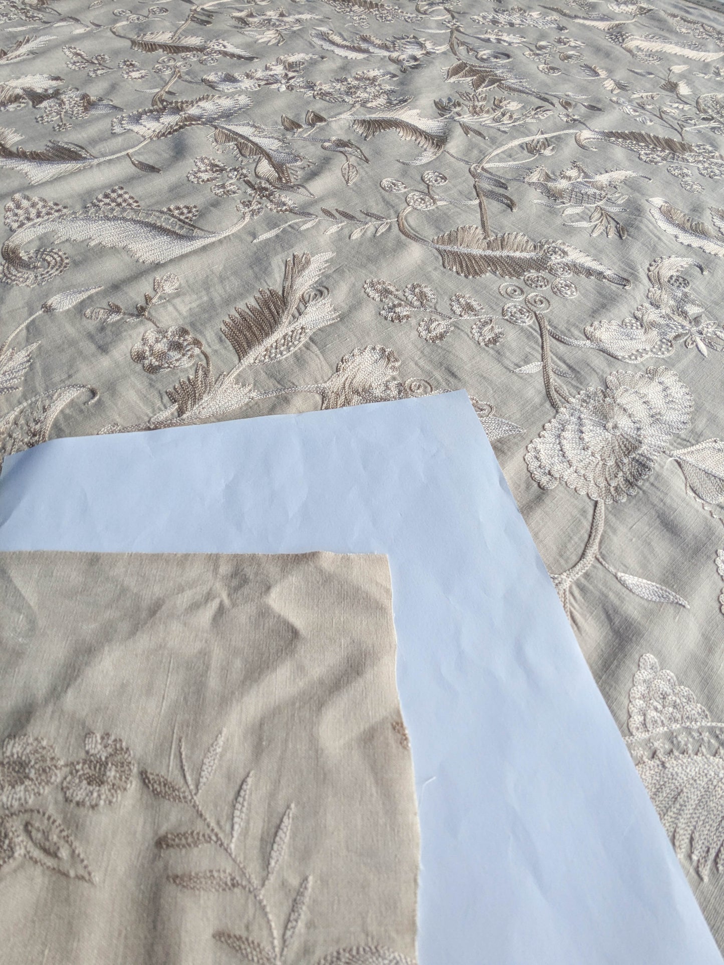 Dauphine Hand Embroidery Linen Cotton Crewel Oatmeal - Natural White - By The Yard