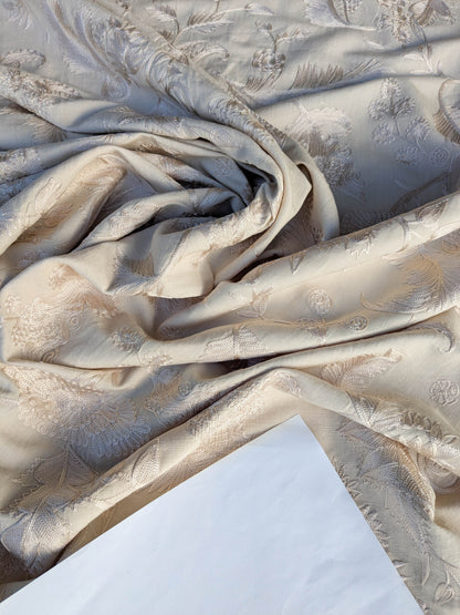 Dauphine Hand Embroidery Linen Cotton Crewel Oatmeal - Natural White - By The Yard