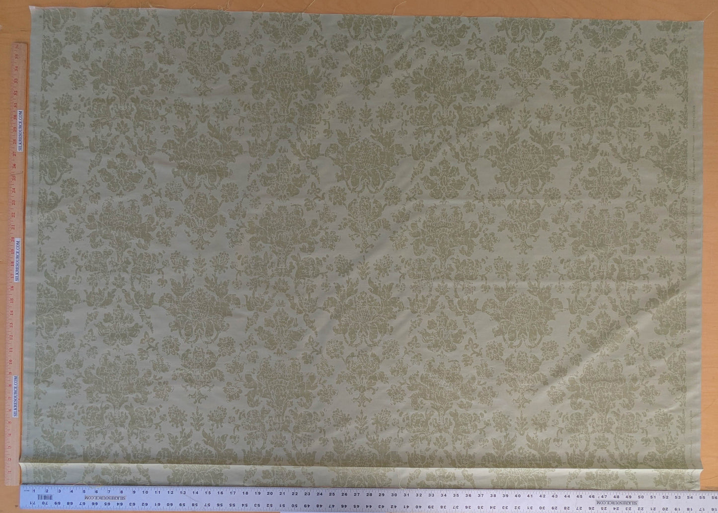 Windsor Castle Renaissance Resist Print Silk Damask - Light Green - By The Yard