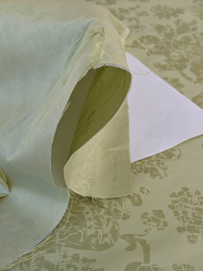 Windsor Castle Renaissance Resist Print Silk Damask - Light Green - By The Yard