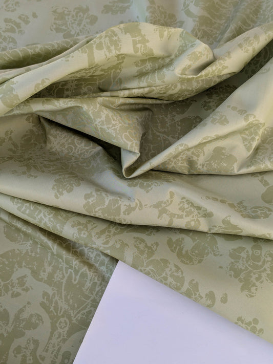 Windsor Castle Renaissance Resist Print Silk Damask - Light Green - By The Yard