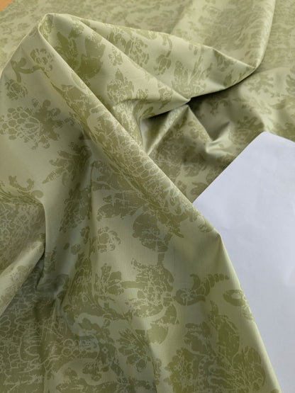 Windsor Castle Renaissance Resist Print Silk Damask - Light Green - By The Yard
