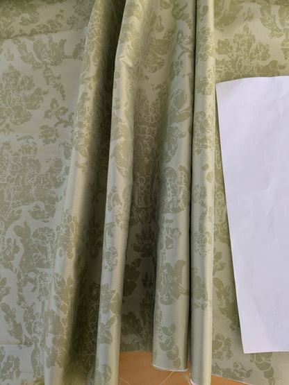 Windsor Castle Renaissance Resist Print Silk Damask - Light Green - By The Yard