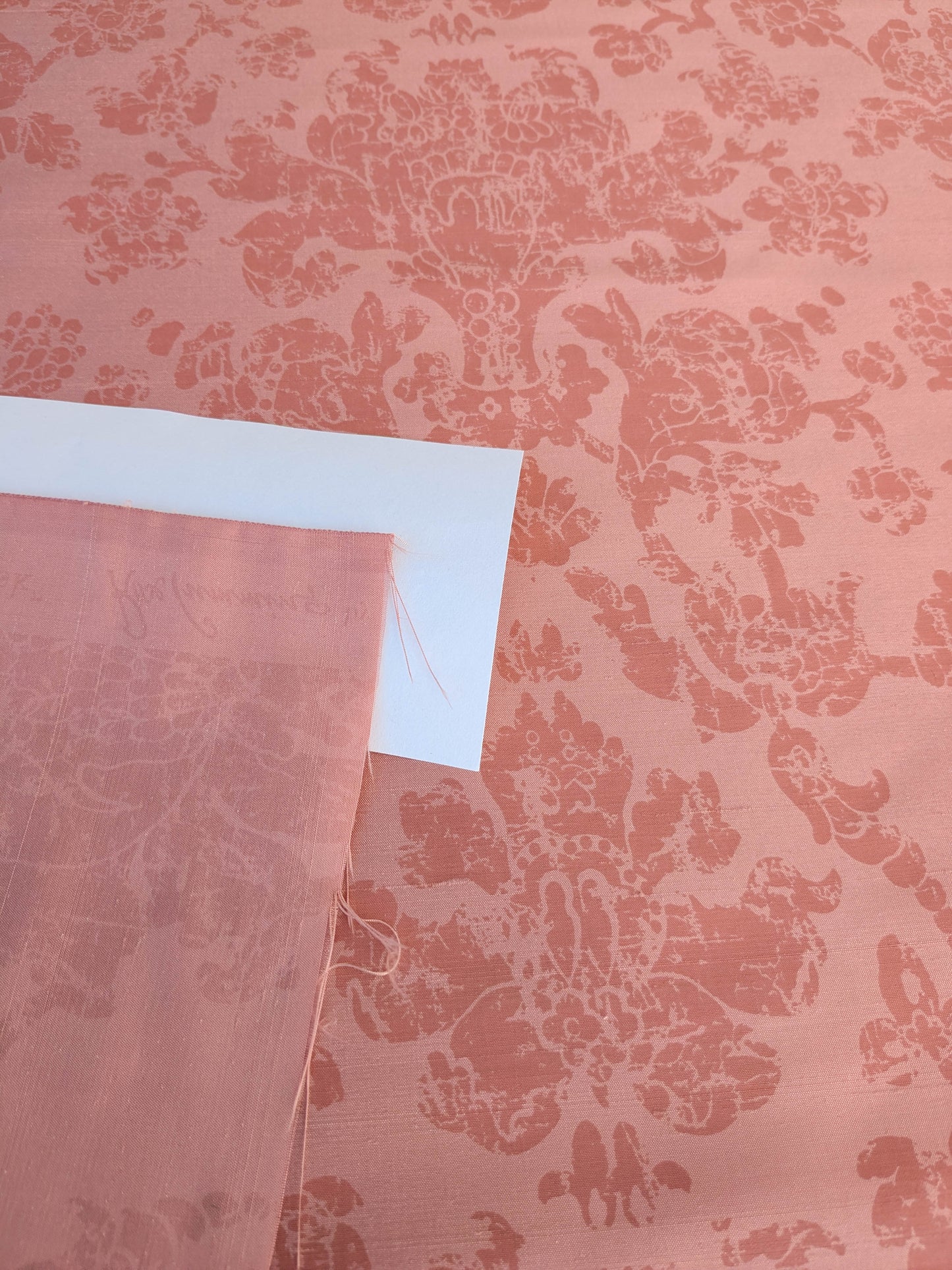 Windsor Castle Renaissance Resist Print Silk Damask - Rose Pink - By The Yard