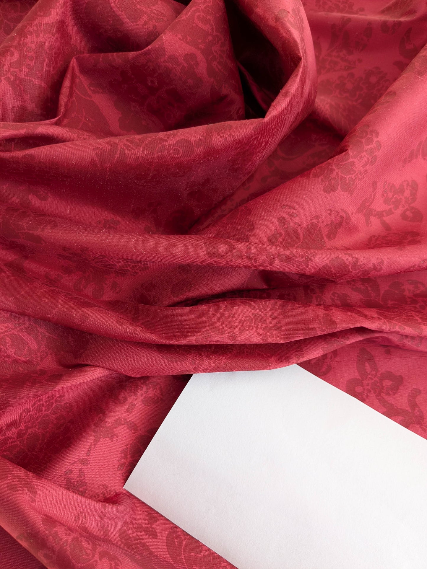 Windsor Castle Renaissance Resist Print Silk Damask - Ruby Red - By The Yard