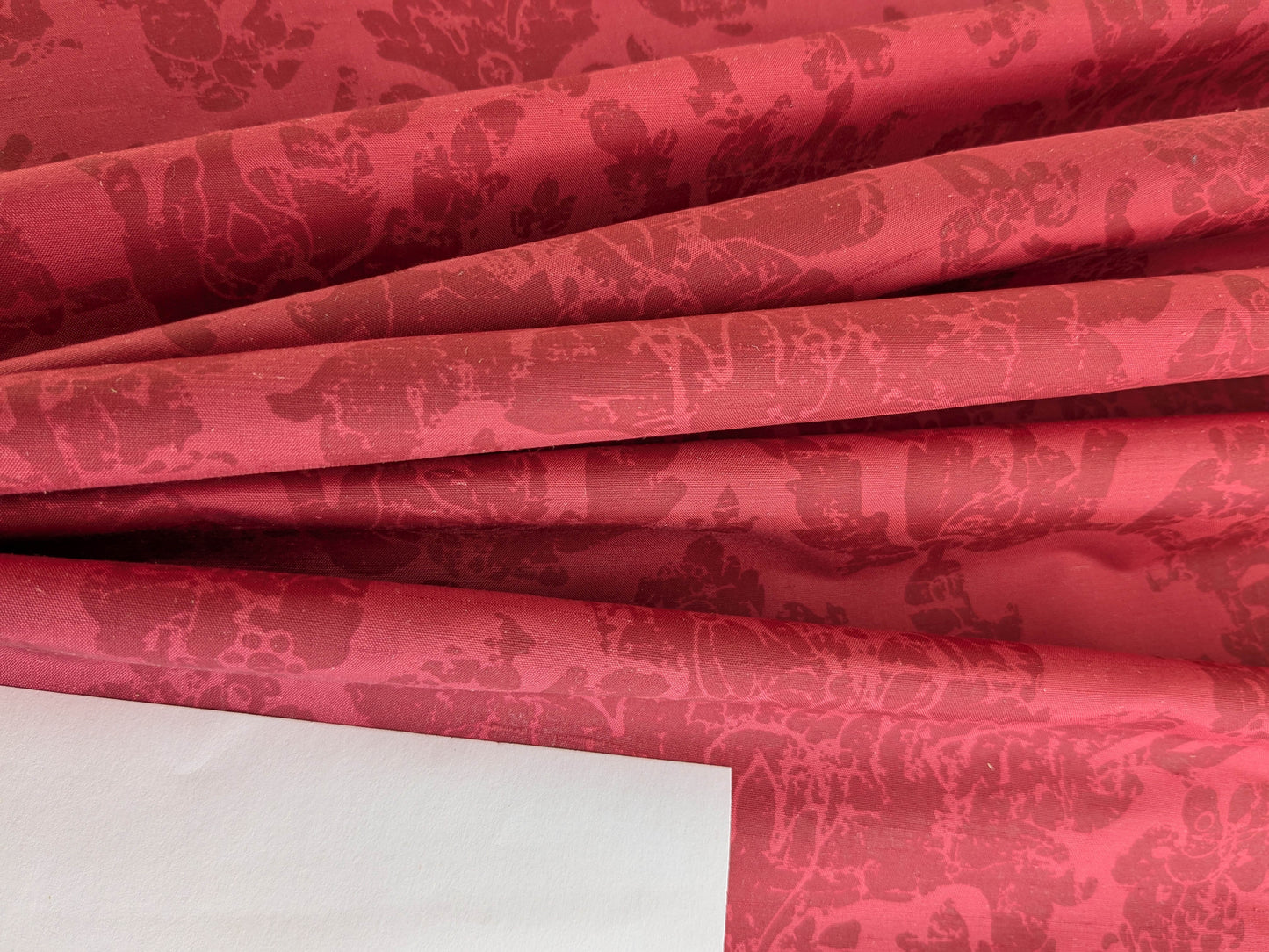Windsor Castle Renaissance Resist Print Silk Damask - Ruby Red - By The Yard