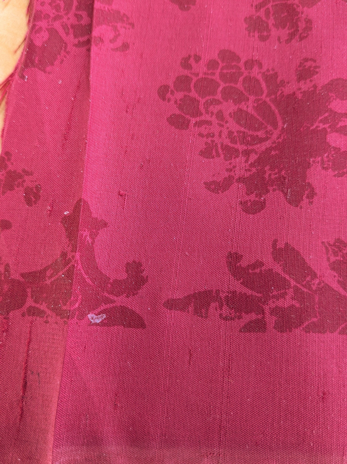 Windsor Castle Renaissance Resist Print Silk Damask - Ruby Red - By The Yard