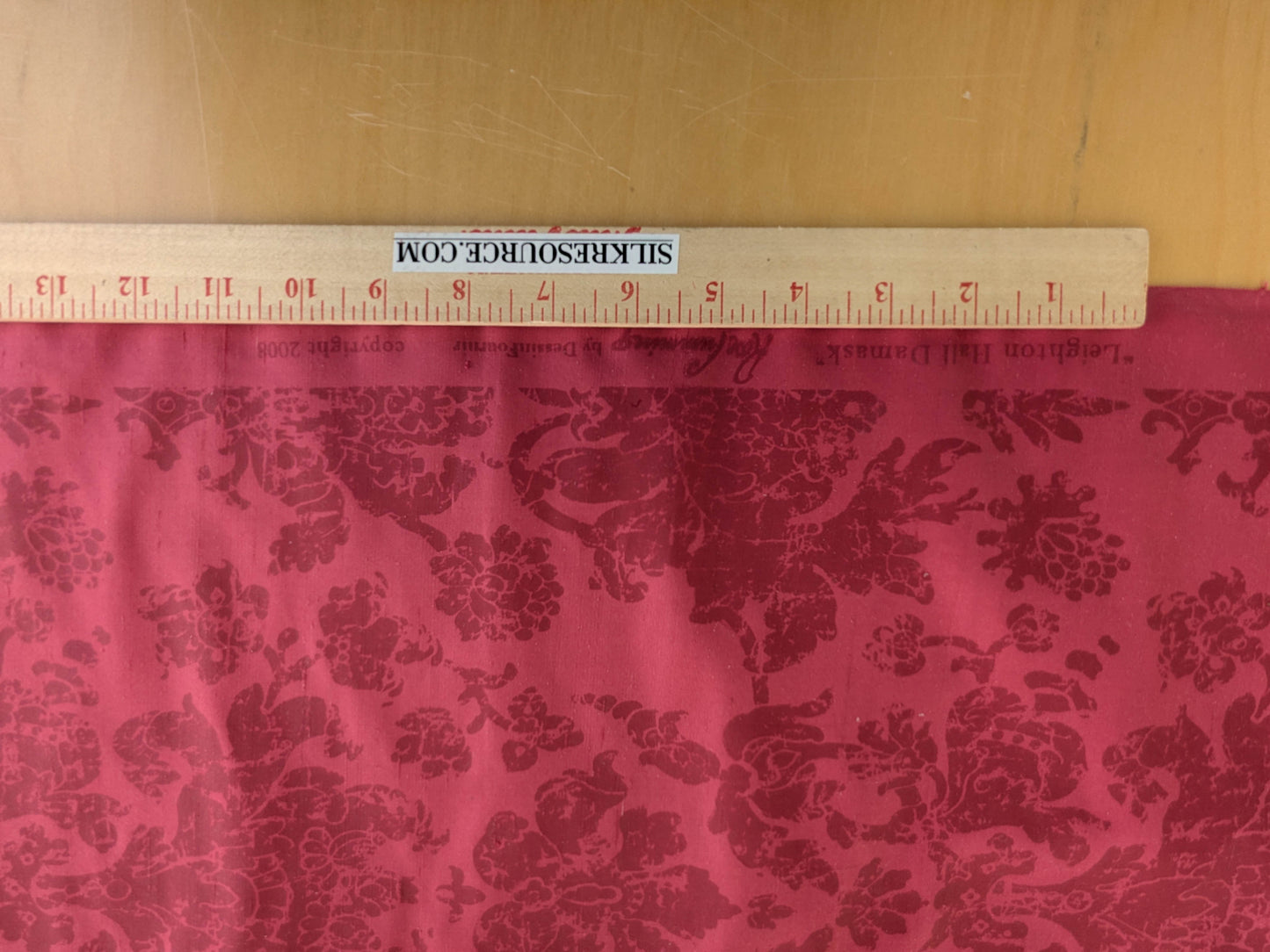 Windsor Castle Renaissance Resist Print Silk Damask - Ruby Red - By The Yard