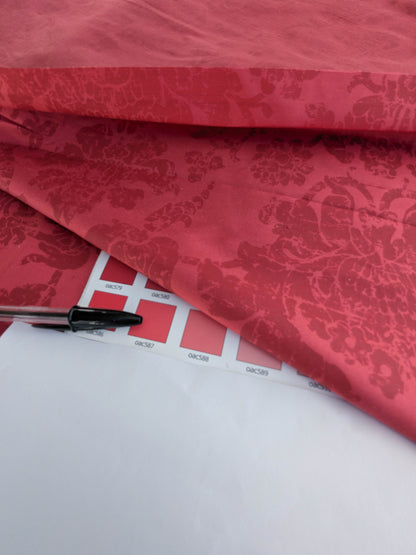 Windsor Castle Renaissance Resist Print Silk Damask - Ruby Red - By The Yard