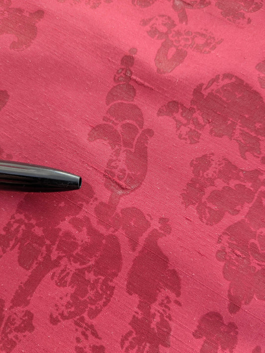 Windsor Castle Renaissance Resist Print Silk Damask - Ruby Red - By The Yard