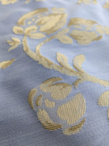 Sicily Island Climbing Rose Pomegranate Grapes Damask Jacquard Cotton Fabric - Blue Brown - By The Yard