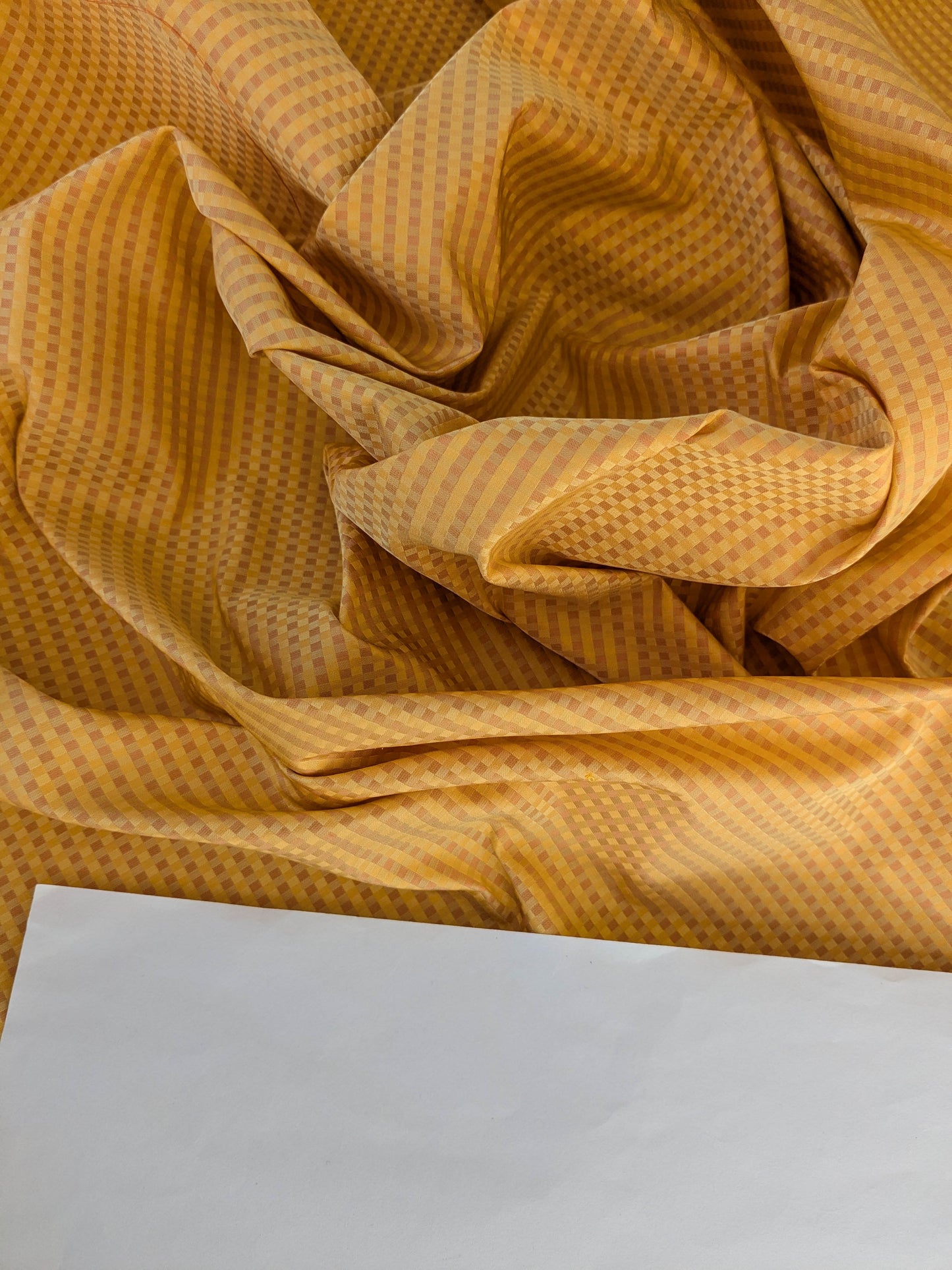 Sparkle Silk Mini Plaid Iridescent Jacquard Silk Fabric - Yellow - By The Yard