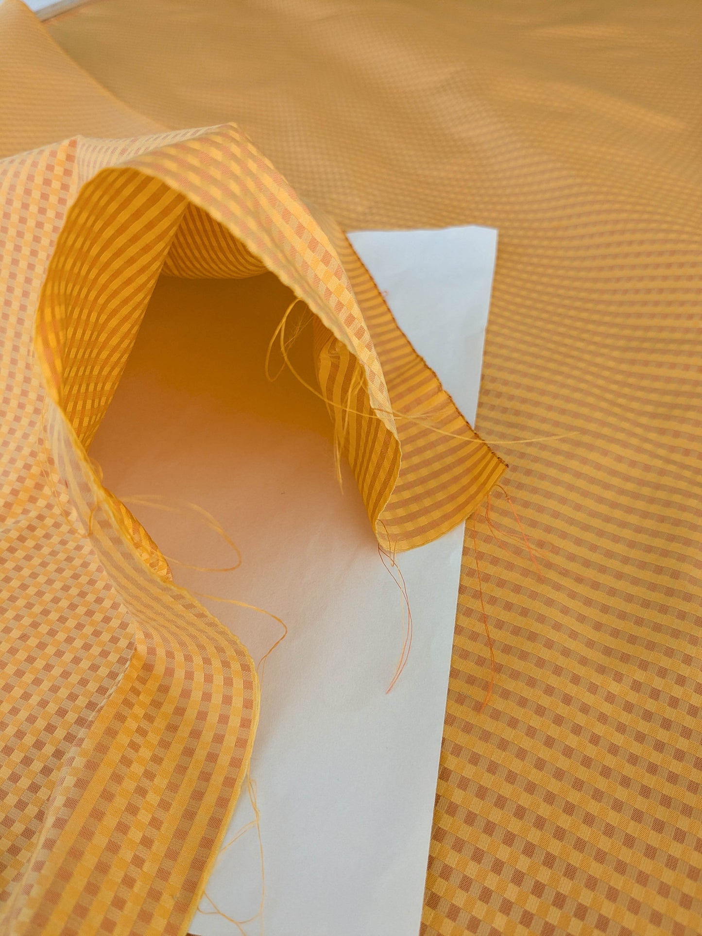 Sparkle Silk Mini Plaid Iridescent Jacquard Silk Fabric - Yellow - By The Yard