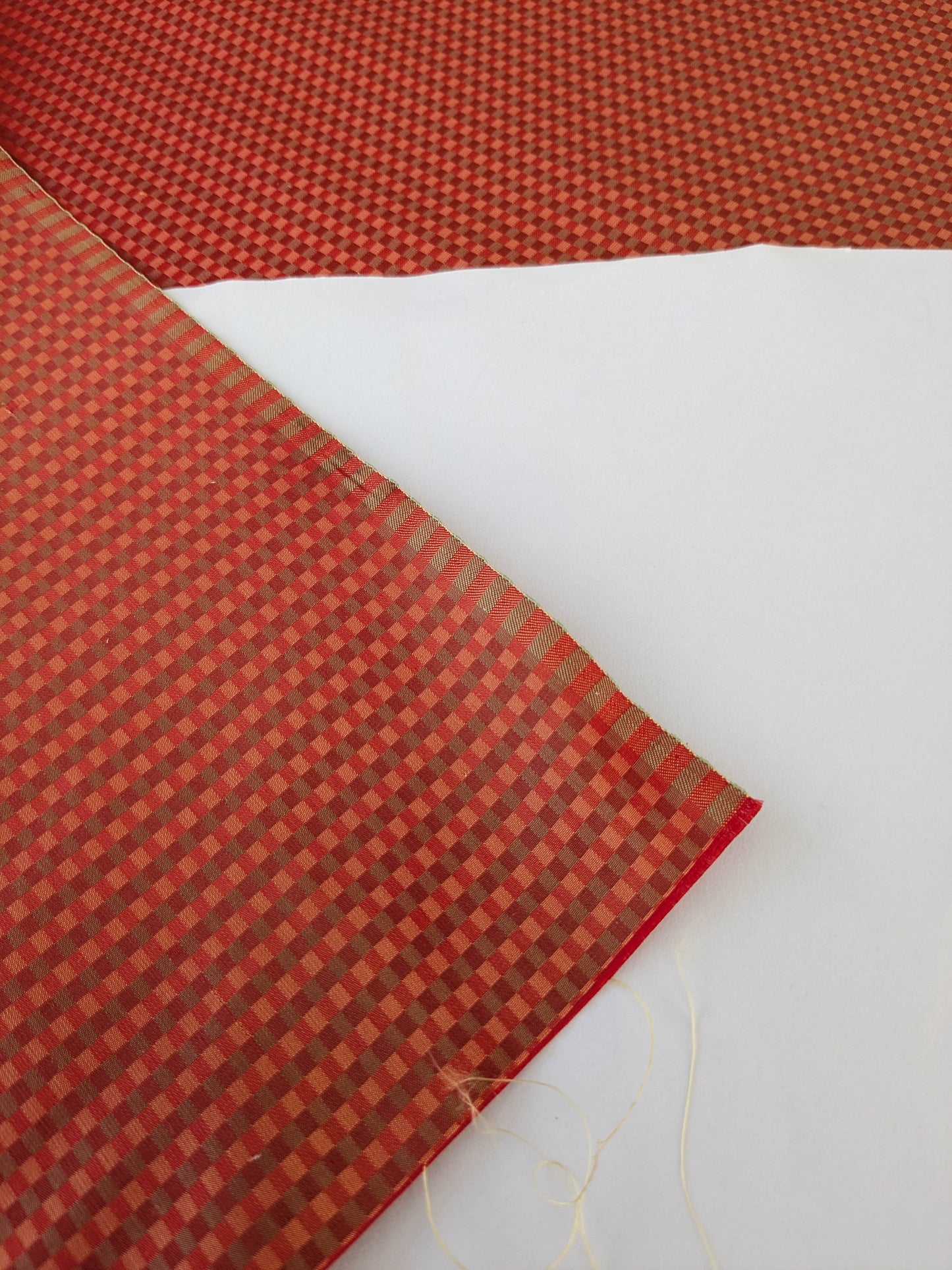 Sparkle Silk Mini Plaid Iridescent Jacquard Silk Fabric - Red - By The Yard