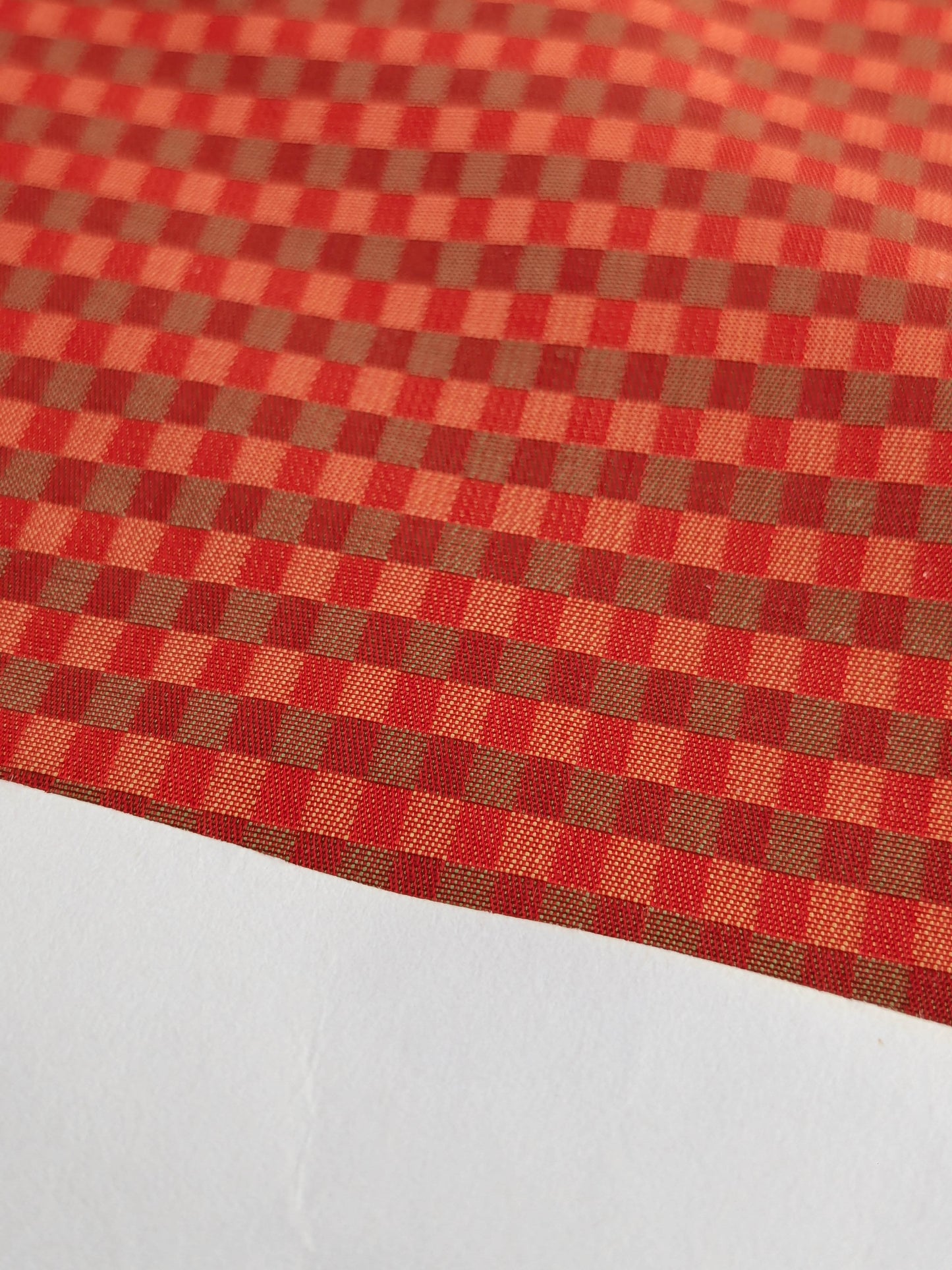 Sparkle Silk Mini Plaid Iridescent Jacquard Silk Fabric - Red - By The Yard
