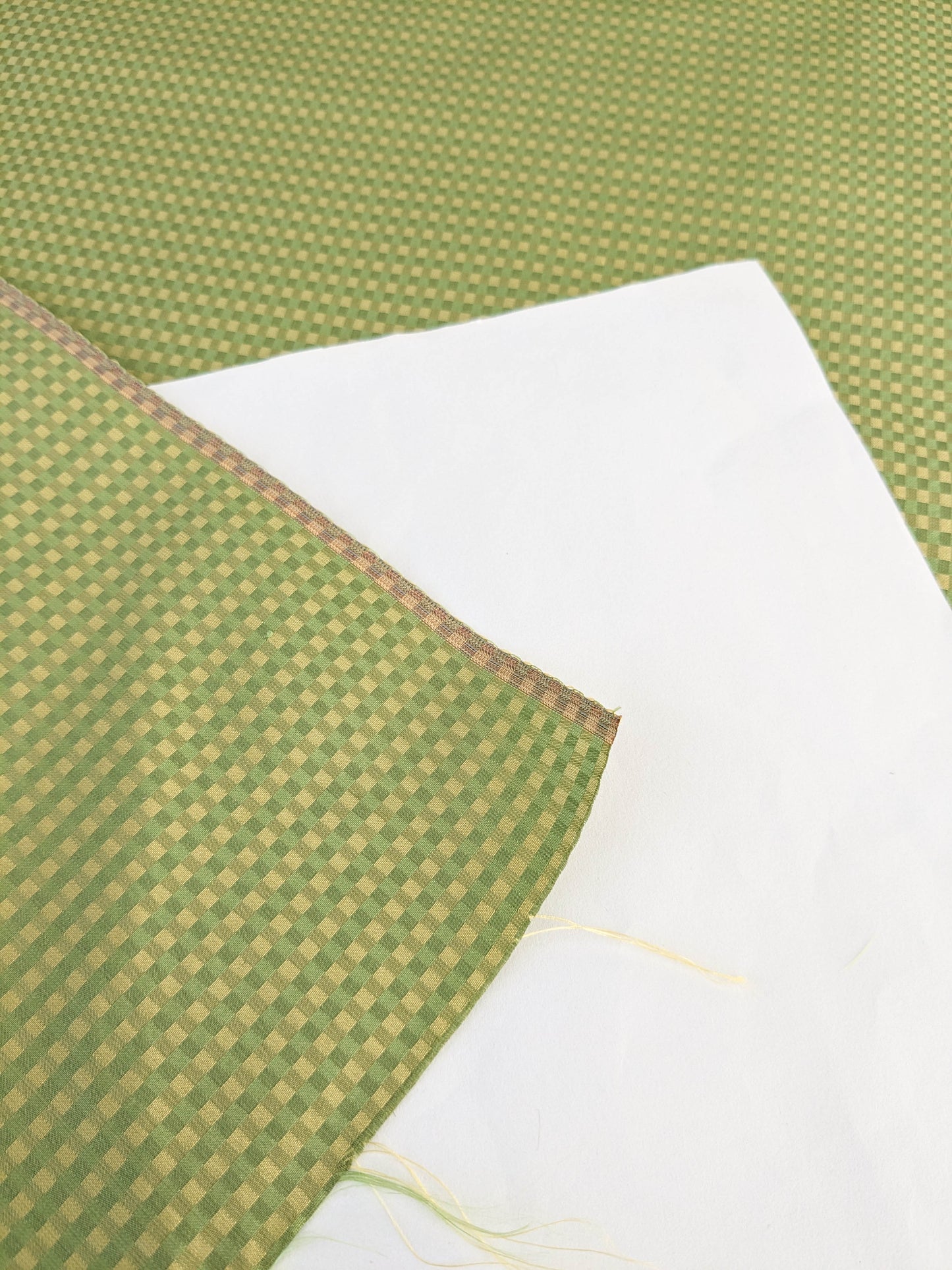 Sparkle Silk Mini Plaid Iridescent Jacquard Silk Fabric - Green - By The Yard