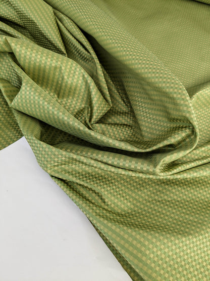 Sparkle Silk Mini Plaid Iridescent Jacquard Silk Fabric - Green - By The Yard