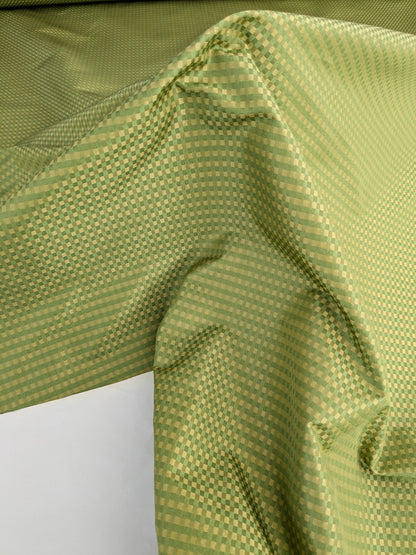 Sparkle Silk Mini Plaid Iridescent Jacquard Silk Fabric - Green - By The Yard
